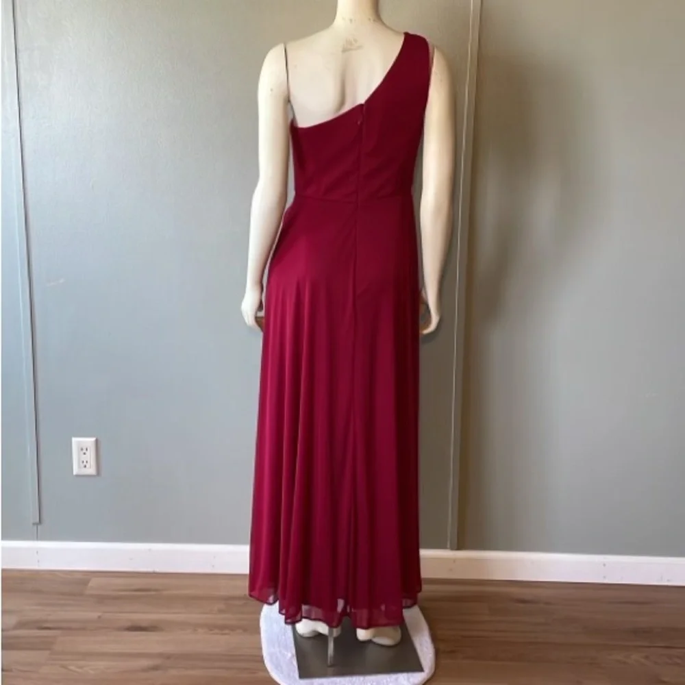Azazie One-Shoulder Burgundy Dress,A8 - Picture 6 of 10